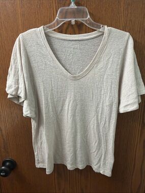 Neutral V-Neck Tee in Light Taupe - cropped